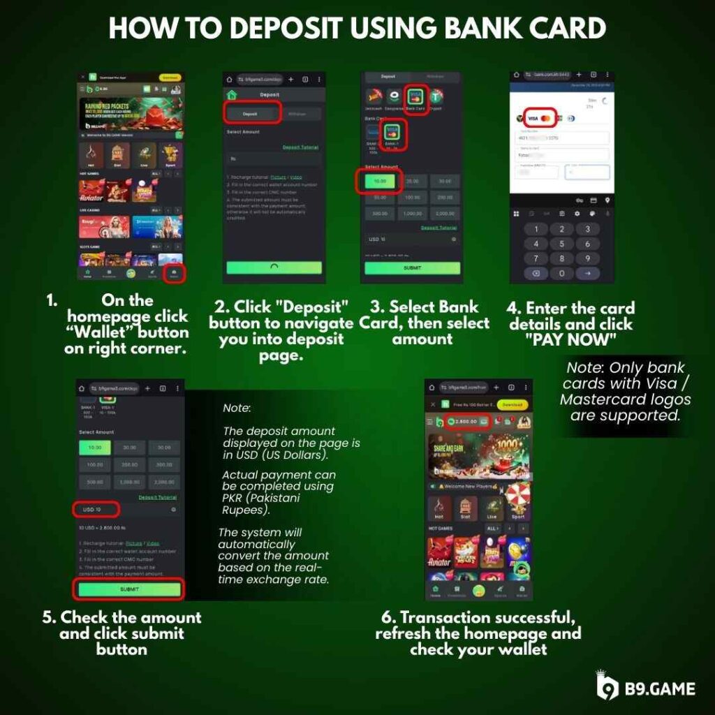 b9 game bank deposit